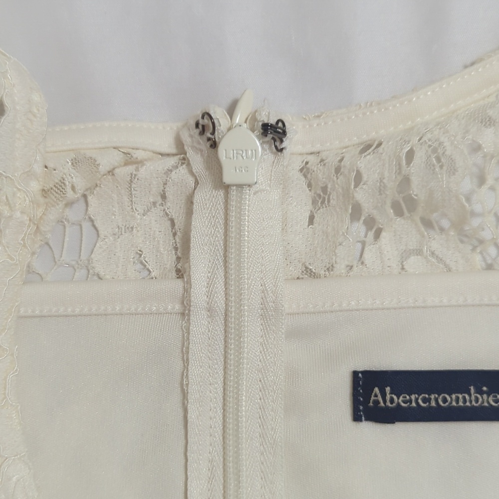 ABERCROMBIE & FITCH Lace Sweetheart Sleeveless Mini-Dress, Color Ivory Size XS - Picture 10 of 16